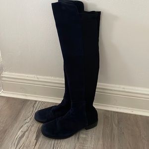 Stuart Weitzman 5050 Boots Suede Navy Blue/Black Size 6